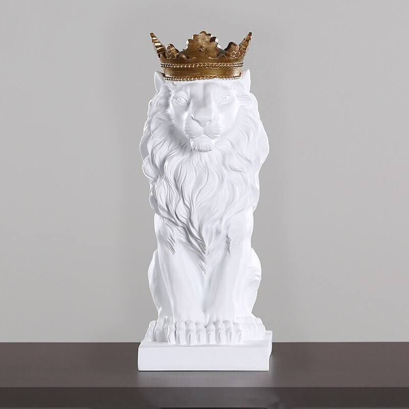 Statue Lion Décorative - Faite Main - Blanche - Pour Bureau - Cadeau Animalier (neuf)