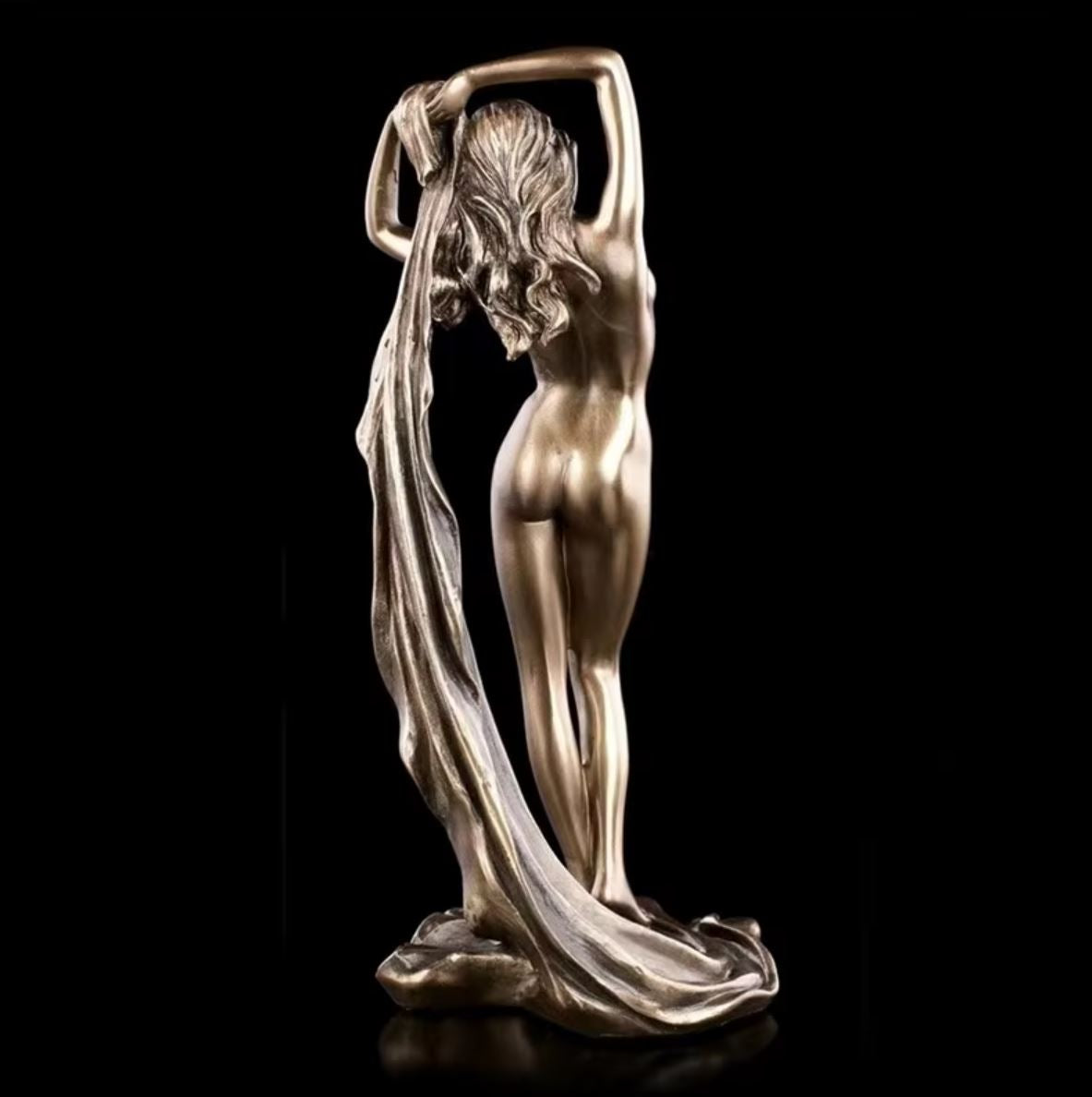Sculpture En Bronze – Femme Nue Endormie Sur Socle En Marbre – Statue Figurine Religieuse/enfant