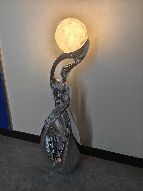 Statue Nordique Abstraite Chrome 82 cm