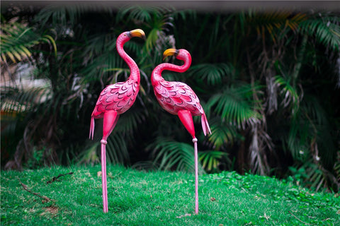 Statue Flamant Rose en métal 58 / 66 cm (à l'unité)