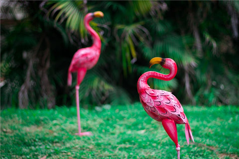 Statue Flamant Rose en métal 58 / 66 cm (à l'unité)