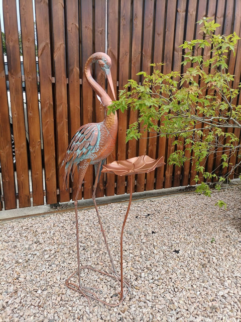 Statue oiseau Grue en métal 106 cm