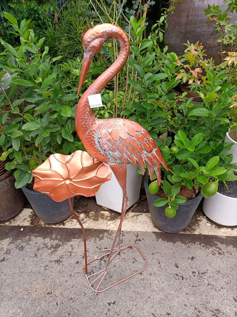 Statue oiseau Grue en métal 106 cm