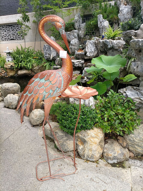 Statue oiseau Grue en métal 106 cm