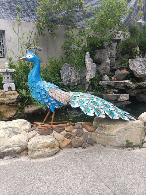 Statue Paon en métal 62 cm