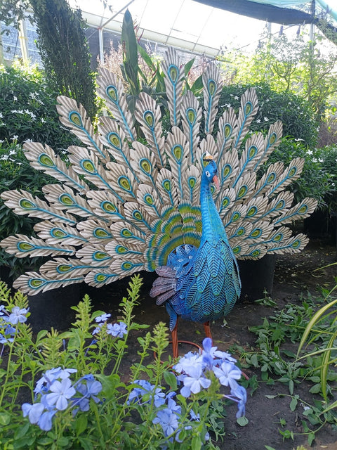 Statue Paon en métal 81 cm