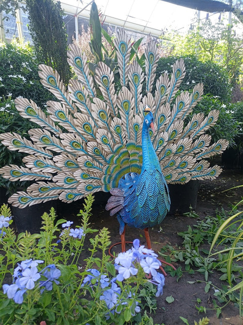 Statue Paon en métal 81 cm