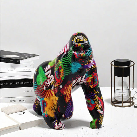 Statue gorille resine graffiti 17 cm