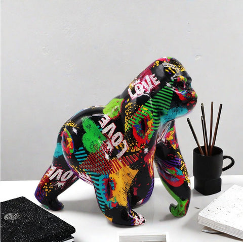Statue gorille resine graffiti 17 cm