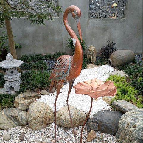 Statue oiseau Grue en métal 106 cm