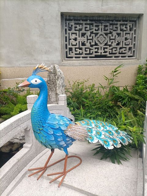 Statue Paon en métal 62 cm