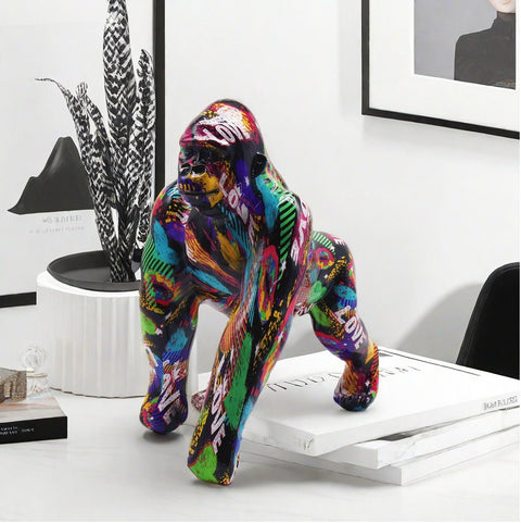 Statue gorille resine graffiti 26 cm