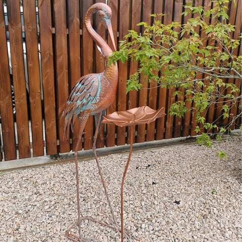 Statue oiseau Grue en métal 106 cm