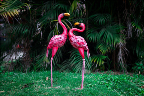 Statue Flamant Rose en métal 58 / 66 cm (à l'unité)