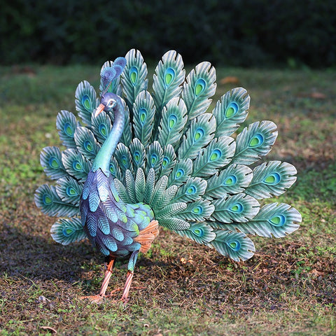 Statue Paon en métal 81 cm