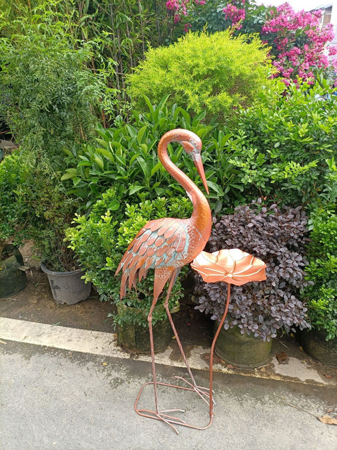 Statue oiseau Grue en métal 106 cm