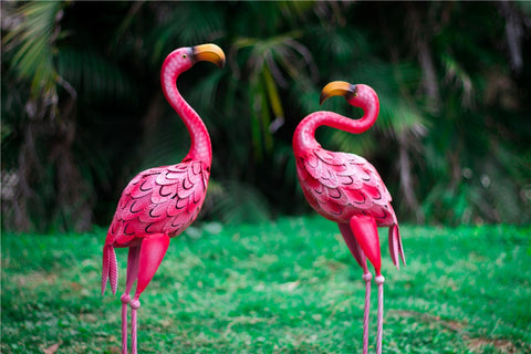Statue Flamant Rose en métal 58 / 66 cm (à l'unité)