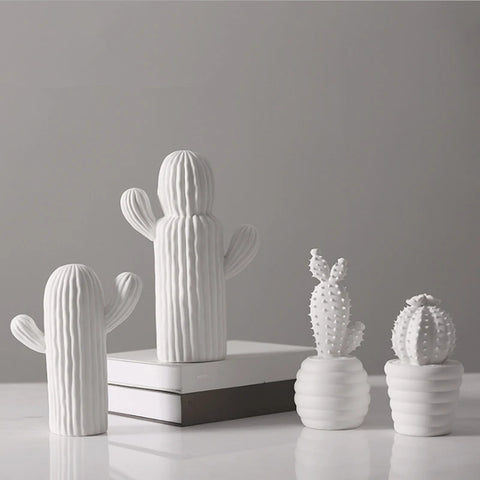 Cactus blanc en céramique de 16 cm à 27 cm