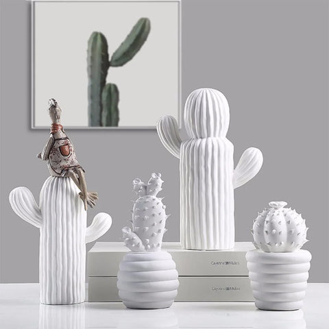 Cactus blanc en céramique de 16 cm à 27 cm