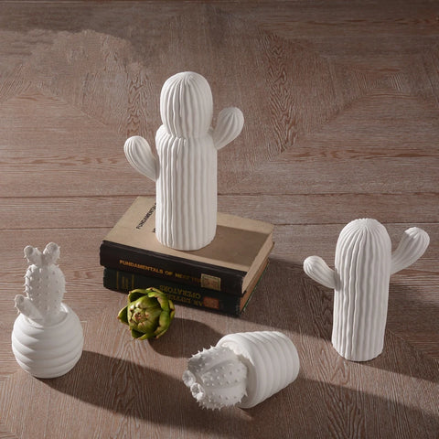 Cactus blanc en céramique de 16 cm à 27 cm