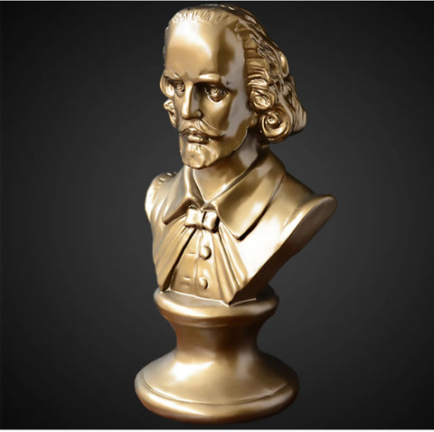 Buste de Shakespeare doré 30 cm