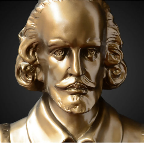 Buste de Shakespeare doré 30 cm