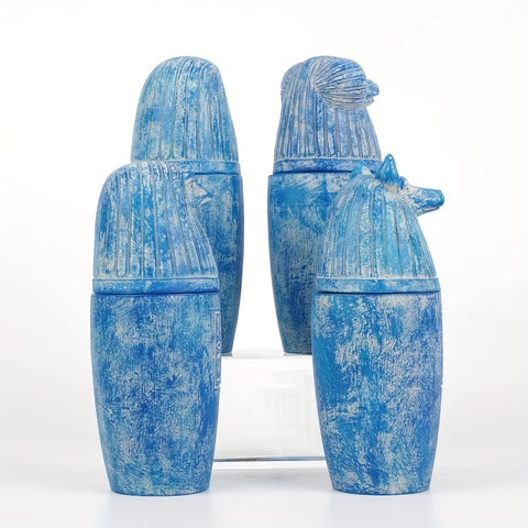 Vases canopes Égypte 14 cm – Lot de 4 pièces
