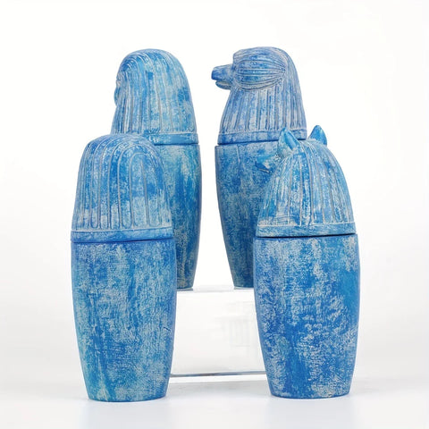 Vases canopes Égypte 14 cm – Lot de 4 pièces