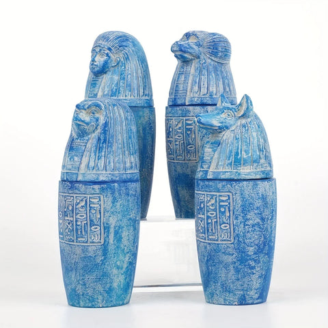 Vases canopes Égypte 14 cm – Lot de 4 pièces