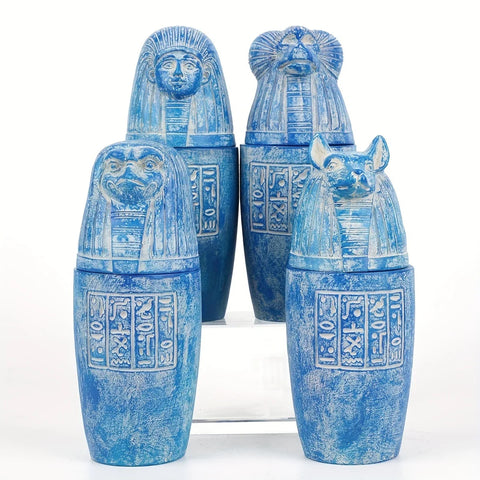 Vases canopes Égypte 14 cm – Lot de 4 pièces