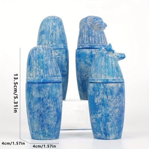 Vases canopes Égypte 14 cm – Lot de 4 pièces
