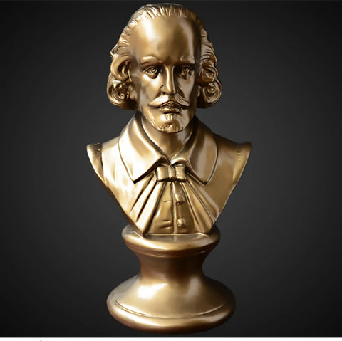Buste de Shakespeare doré 30 cm