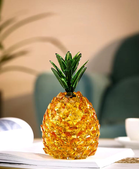 Sculputre ananas coloré en verre 14 cm