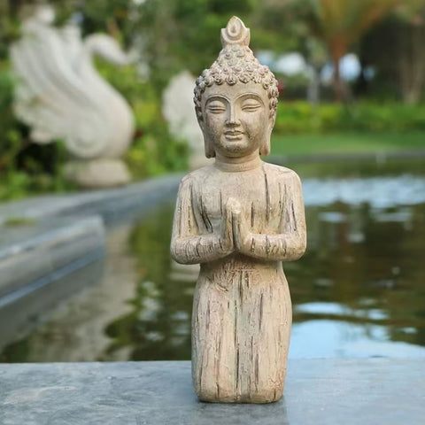 Statue Bouddha prière en résine 21 cm