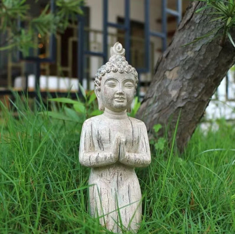 Statue Bouddha prière en résine 21 cm