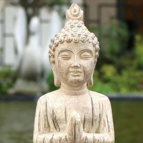 Statue Bouddha prière en résine 21 cm
