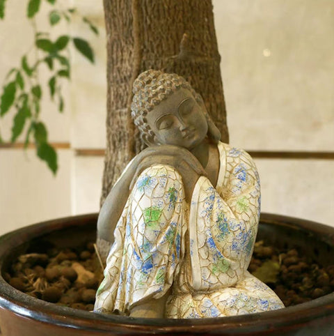 Statue Bouddha femme endormie extérieur 21 cm