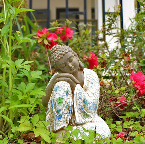 Statue Bouddha femme endormie extérieur 21 cm