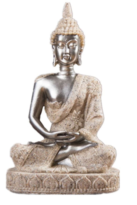 Statue de Bouddha sable / argentée 11 cm