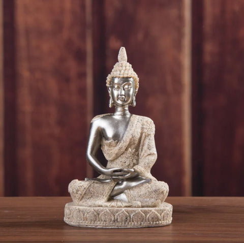 Statue de Bouddha sable / argentée 11 cm