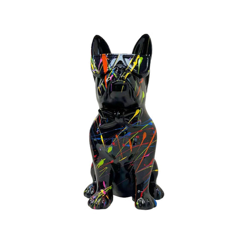 Statue bouldogue avec lunette noir 25 cm