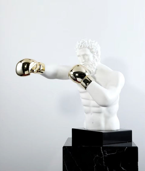 Statue boxer gants dorés 53 cm