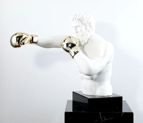 Statue boxer gants dorés 53 cm