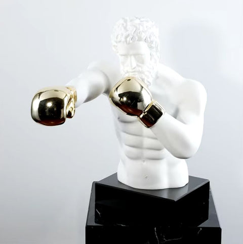 Statue boxer gants dorés 53 cm