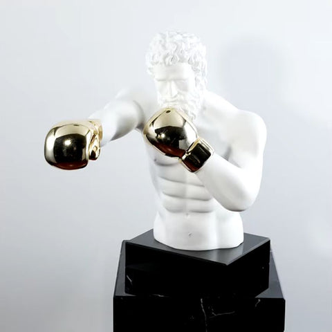 Statue boxer gants dorés 53 cm