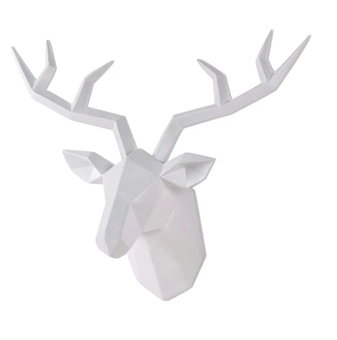 Statue murale tête de cerf origami blanc 28 cm