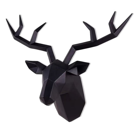 Statue murale tête de cerf origami noir 28 cm