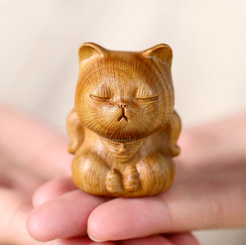 Statuette chat en bois 8 cm
