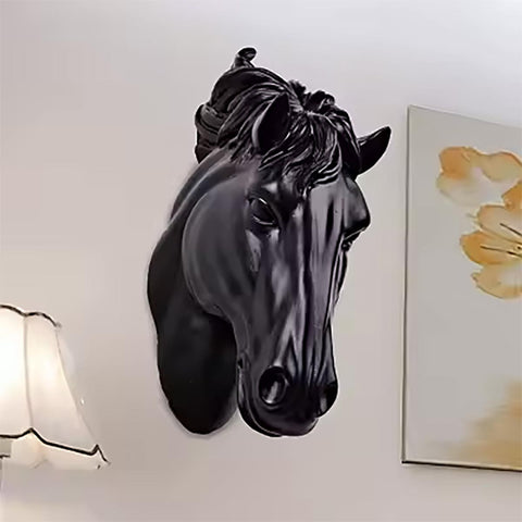 Scultupre murale tête de cheval noire 14 cm