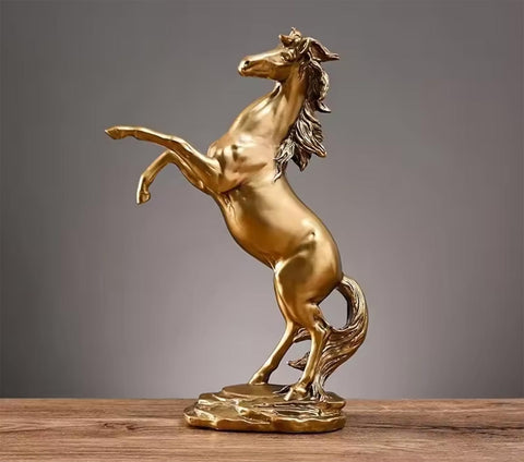 Statue cheval cabré doré 29 cm
